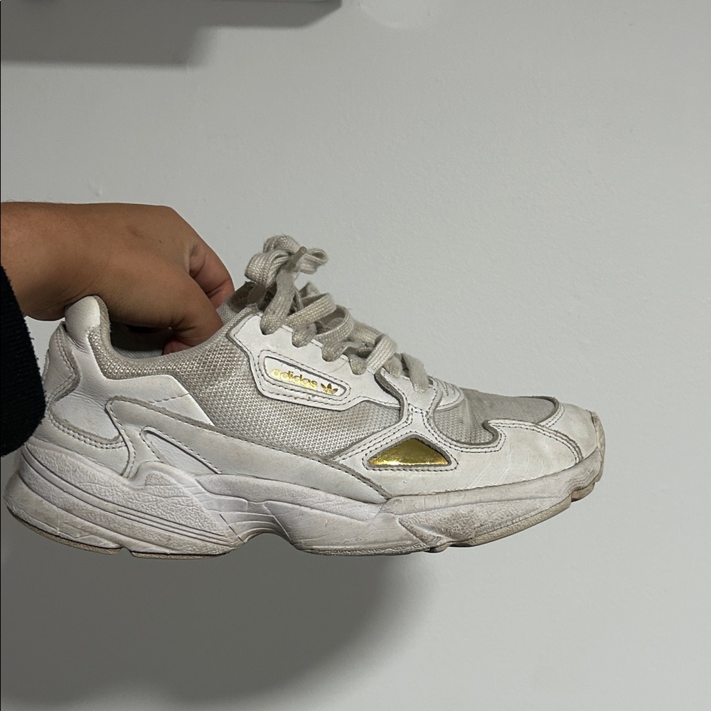 Adidas Women's Cream and Gold Sneakers